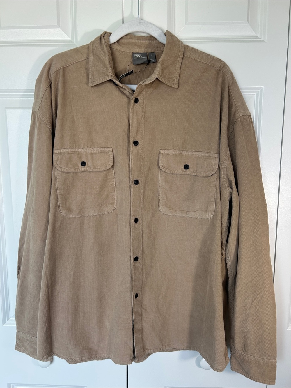 ASOS Tan Casual Button-Down Long Sleeve Shirt